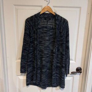 Relativity Women’s Open Front Cardigan Sweater Navy Marled Knit Size M